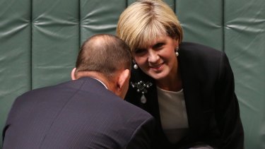 Prime Minister Abbott and Julie Bishop during question time on Monday.
