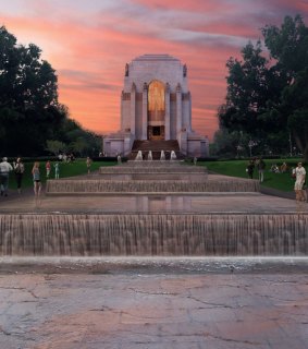 An artist's rendition of a $38 million redevelopment of the Anzac Memorial in Hyde Park.