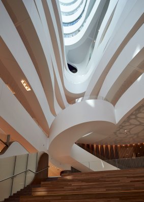 The Victorian Comprehensive Cancer Centre's 13-storey atrium  brings light into the interior.