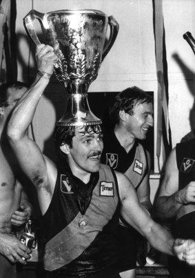 Dale Weightman with the 1980 premiership cup.