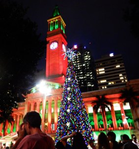 The King George Square Christmas tree is lit.