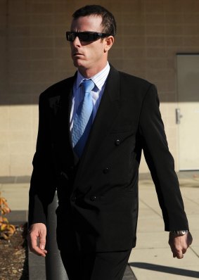 Geoffrey William Joyce leaves the ACT Magistrates Court in 2012.