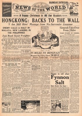 Front page of News of the World Battle for Hong Kong.