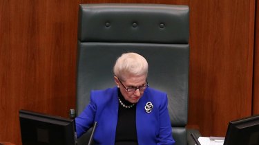 Speaker Bronwyn Bishop during Question Time at Parliament House in Canberra.
