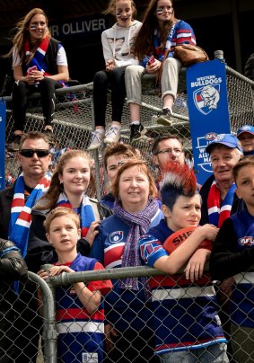 Michelle and Tia Barty among the crowd at Whitten Oval.