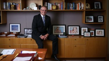 Social Services Minister Scott Morrison in his office at Parliament House.