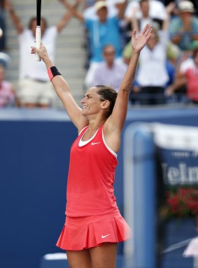 Elation: Roberta Vinci reacts after beating Serena Williams.