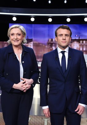 French presidential candidates Marine Le Pen and Emmanuel Macron. 