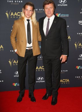 Father and son: Christian and Richard Wilkins at the 2014 AACTA Awards.