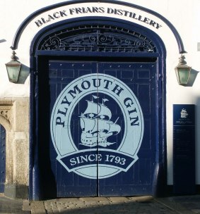 The doors of the Plymouth Gin Distillery.