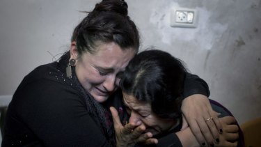 Palestinian women mourn during the funeral of Moataz Zawahara, who was killed in clashes with Israeli troops, at the family home in the Deheisha refugee camp, near the occupied West Bank city of Bethlehem.