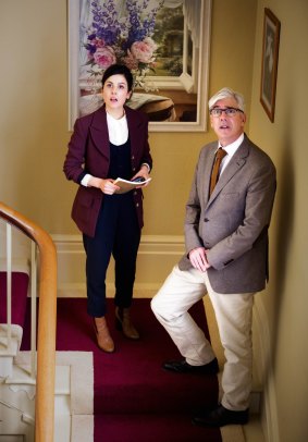 Lucy Honigman and Shaun Micallef in  The Ex-PM. 