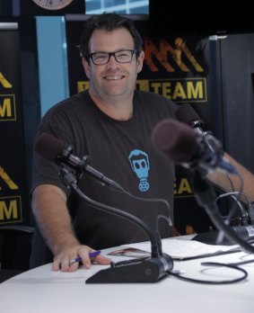 Gus Worland in his day job as a host on Triple M's Grill Team breakfast show. 