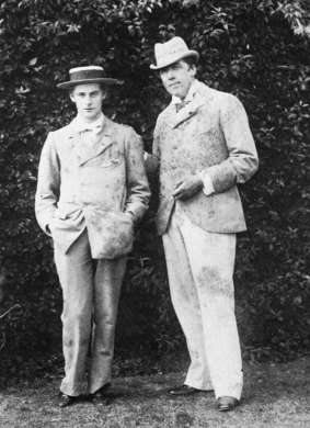 Oscar Wilde with Lord Alfred Douglas, left, at Fellbrigg in Norfolk, England, 1897.