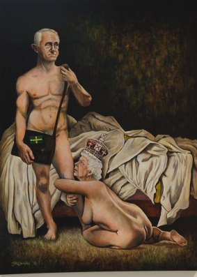 The Break Up by James Brennan, depicting Malcolm Turnbull and the Queen.