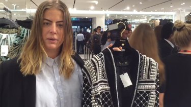 Elizabeth Cave, H&M's Australian public relations manager with the jacket that Kendall Jenner made famous.