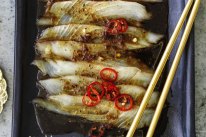 Kylie Kwong's kingfish sashimi.