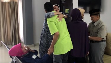 Emotional scenes: the video ends by showing Indonesians who have returned from Syria being welcomed by their relatives.