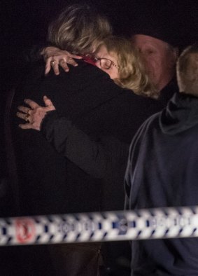 NSW Deputy State Coronor Elaine Truscott embraces Faye Leveson after the bones discovery.