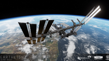 A screenshot from <i>Earthlight</i> shows the ISS above Earth.