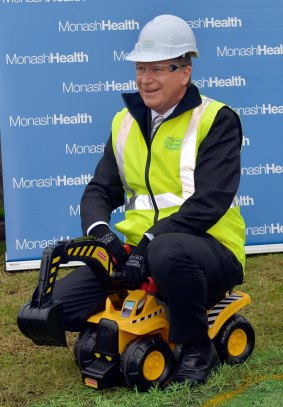 Victorian premier Denis Napthine at the start of construction of the Monash Children's Hospital in 2014