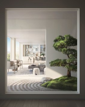 A rendering of the bonsai garden planned for the Mandarin Oriental.