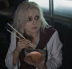 Snack time:  Rose McIver devours brains in <i>iZombie</i>.