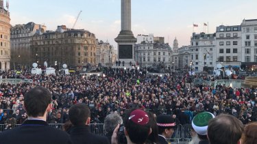 A vigil at Trafalgar Square for the victims of the attack at Westminster.