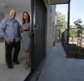 Head of Housing and Community Services David Matthews with Housing Minister Yvette Berry in one of eight new public housing units in O'Connor in December.