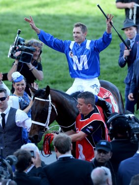 Peas in a pod: Hugh Bowman aboard Winx – but he is suspended for her next run in the Apollo Stakes.
