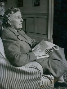 Agatha Christie correcting proofs of one of her books in her study at Greenway House.