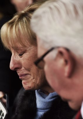 Paul Rossington's parents, Christeen and Richard, outside the Coroner's Court in Glebe.