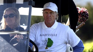 Greg Norman with Chris Evert  at the Heritage Golf  and Country Club  in  2009. 