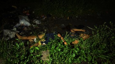 The body of a man slain in Caloocan, Manila, Philippines.