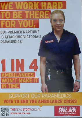 Paramedic Louise Creasey was disciplined for participating in a union campaign about the Napthine government's management of the ambulance service.