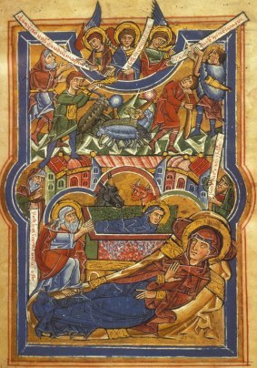 A depiction of the Nativity  from the Codex of the House of Welf.  