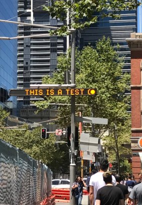 One of the 13 electronic signs positioned around the CBD that can display emergency warnings and instructions.