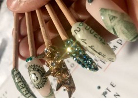 Examples of Bernadette Thompson’s “money nails,” which the manicurist first created in the mid-1990s.