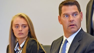 Defendant Michelle Carter, left, and her attorney Joseph Cataldo during a pretrial hearing in 2016.