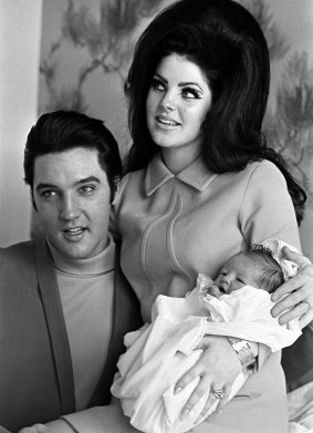 Baby Lisa Presley with parents Elvis and Priscilla.