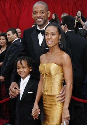 The couple on the red carpet with son Jaden at the 2007 Academy Awards.