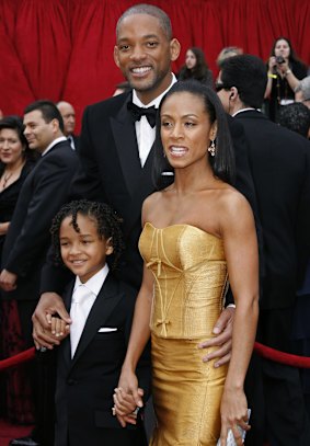 The couple on the red carpet with son Jaden at the 2007 Academy Awards.