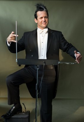 Geoff Lierse, french horn player with the MSO and a metal head, with his theremin.