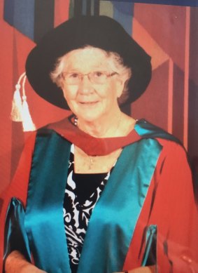 Sister Maureen McGuirk receiving her degree of Doctor of Education from the University of Newcastle, 2011.