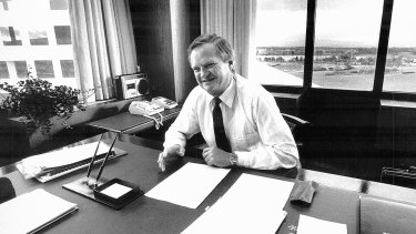 Bill Harris in his Civic office in 1987.