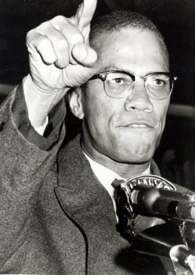 Malcolm X speaking at a rally in 1963.