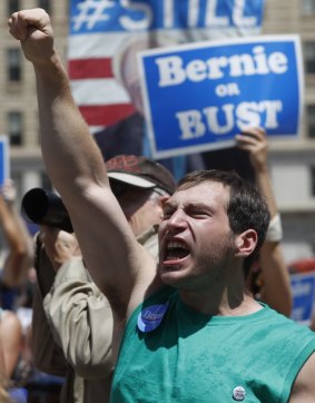 A supporter of Senator Bernie Sanders in Philadelphia.