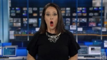 Natasha Exelby, at the moment she realised she was on-air on Saturday night.