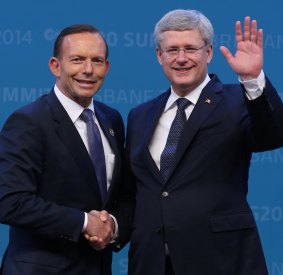 Tony Abbott got along famously with his Canadian counterpart Stephen Harper. 
