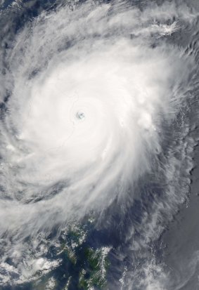 NASA satellite photo showing Typhoon Noul over the Philippines.